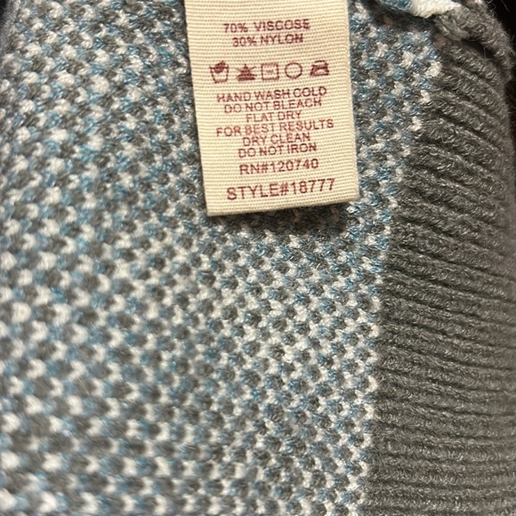 MYSTREE Leopard Print CARDIGAN Button-Up Cream, Gray & Blue Size SMALL - Picture 9 of 10